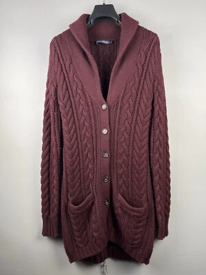 Cárdigan largo tejido con cable de algodón cachemir Ralph Lauren para mujer talla M Foto 1 de 4