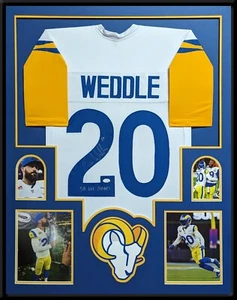 CUSTOM FRAMED LOS ANGELES RAMS ERIC WEDDLE AUTOGRAPHED SIGNED JERSEY JSA COA - Picture 1 of 4