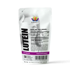 Lutein 50mg + Vitamin B2 Tablets Vegan - Vision & Eye Health Care - Antioxidant - Picture 1 of 5