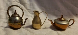 Vintage Brass Copper Metal Items Miniature Ornaments Dolls House Pitcher Teapots - Picture 1 of 5