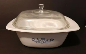 CORNING 4 QUART DUTCH OVEN CASSEROLE WITH LID - BLUE FLOWER - Picture 1 of 2