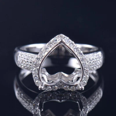 Platinum Heart Cut 10×10MM Natural Diamond Bridal Engagement Ring Semi Mounting - Image 1 of 4