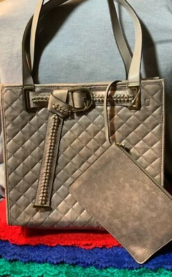 Calvin KleinGold  Faux Leather Metallic QuiltedMagnetic Shoulder Bag & Zip Pouch - Image 1 of 4