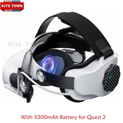 WFYB For Meta Oculus Quest 2 VR with 5300mAh Battery Elite Head Strap Band Adjustable