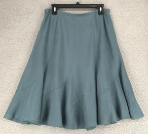 J Jill A Line Bell Skirt Women Size 10P Linen Casual Unlined Teal - Picture 1 of 10