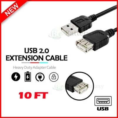Quality 10ft 3M Foot USB 2.0 Extension Cable Male Type A to Female Cord Adapter - Image 1 of 4