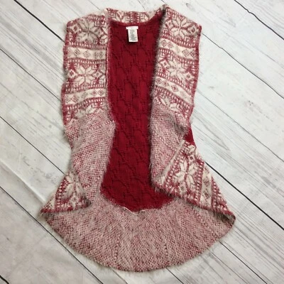 Max Studio Kid Girls Open Waterfall Front Sleeveless Fair Isle Sweater Size L 14 - Image 1 of 4