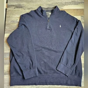 Polo Ralph Lauren Men's XXL Navy Blue Quarter Zip Pullover Long Sleeve Shirt - Picture 1 of 6