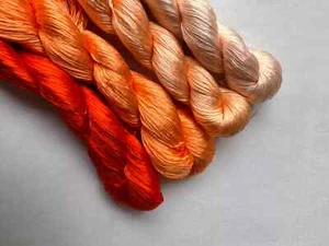 Orange 100%mulberry silk hand-dyed wrapping/velvet flower Twistless silk thread - Picture 1 of 7