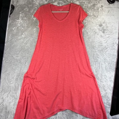 Eileen Fisher Hemp Cotton Dress Women's S Coral Red V Neck Organic Flaw (1392)( - Image 1 of 4
