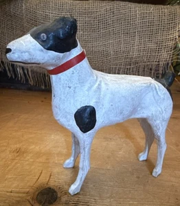 Vintage Deutscher Putz Terrier Hund Zusammensetzung Stock Bein Weihnachten 6 Zoll - Bild 1 von 7