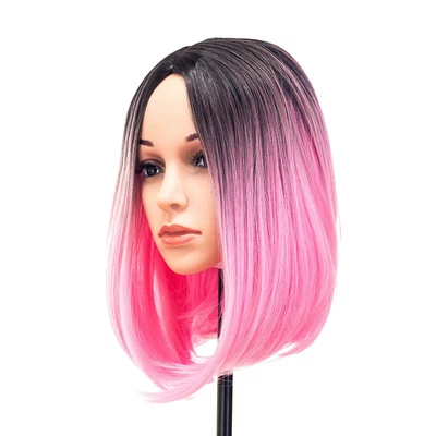 Peluca Bob de Pelo Corto Liso Colores Ombre Sintético Colorido Juegos con disfraces Fiesta Diaria  Foto 1 de 4