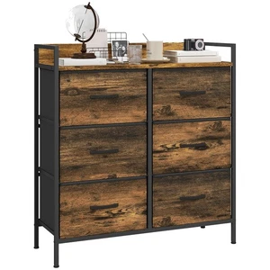 HOMCOM Bedroom Chest of Drawers 6 Drawer Dresser w/ Shelf, Rustic Brown - Picture 1 of 11