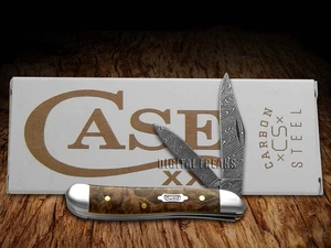 Case xx Peanut Damascus Steel Natural Maple Burl Wood 15094 Pocket Knife - Picture 1 of 4