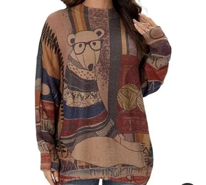 Oso polar de Navidad para mujer talla 2XL suéter de gran tamaño manga larga nuevo con etiquetas - Imagen 1 de 6