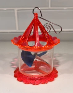 1 VTG Plastic Spinner Birdcage Ornament Twinkler Pink Glows W/ Black Light MCM - Picture 1 of 18