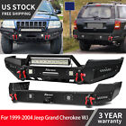 Front/Rear Bumper W/Winch Plate&Light Fit for 1999-2004 Jeep Grand Cherokee WJ