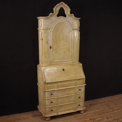 Venetian trumeau antique style 900 furniture desk bureau lacquered secrétaire Cover