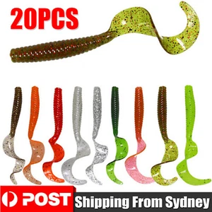20pcs Soft Plastic Bream Fishing Lures Curly Tackle Bass Cod Tail Lure Bream AUS - Picture 1 of 12