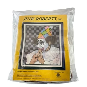 Judy Roberts Needlepoint Clown With Checkered Hat by Ben Black 12x14 in. - Picture 1 of 5