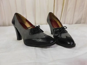 Vintage CARESSA Black & Gray Pumps High Heels Size 6 1/2 - Picture 1 of 13
