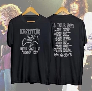Vintage LED Zeppelin 1977 American Tour schwarz T-Shirt für Fans - Bild 1 von 4