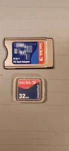 Vintage - Sandisk 32 MB Compact Flash Card & Adapter SanDisk 6 in 1 - Picture 1 of 1