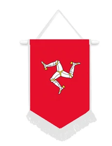 Isle Of Man Car / Wall Pennant With White Border Fantastic Souvenir - Picture 1 of 3