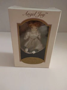 Porcelain Angel Ornament Jointed Pink Dress Halo Feather Wings - Picture 1 of 4