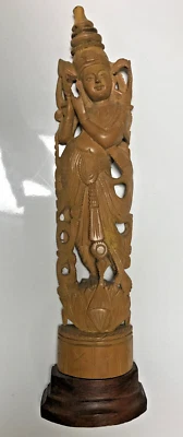Estatua vintage hecha a mano de madera de 14" del Señor Krishna tocando flauta Foto 1 de 4