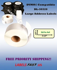 30320 Dymo® Compatible Thermal 260 Labels Per Roll Internet Postage Name Badges - Picture 1 of 36
