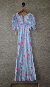 TOPSHOP Light Blue Vintage Floral Midi/Maxi with Tie Detail Dress Sz 12 NWOT - Picture 1 of 2