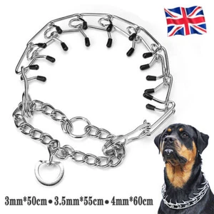 Dog Choke Collar Training Prong-Pinch Chain Adjustable Metal Steel Pet Spike UK - Picture 1 of 21