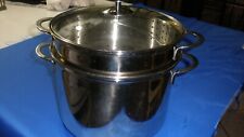 Crate and Barrel 6 Qt. Stainless Steel Multipot with Steamer Pot, Glass Lid, 