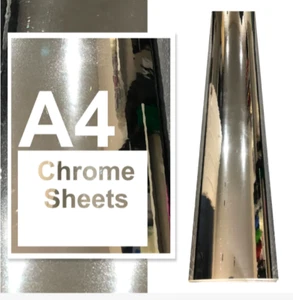 Silver Chrome Vinyl Car Mirror Effect Vinyl Adhesive A2 (420x594 mm) Sheet - Picture 1 of 4