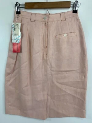 Falda vintage para mujer Liz Claiborne talla 4 100 % LINO rosa liso cremallera nueva con etiquetas Foto 1 de 4