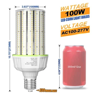 100W LED Corn Bulb Lights E39 Base Industrial Warehouse Indoor High Bay Lighting - Picture 1 of 16