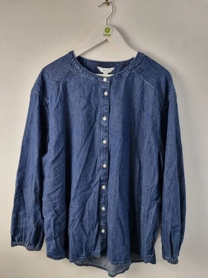 M&S Pure Cotton Denim Women's Button Through Blouse Indigo NWOT F2 - Image 1 of 4