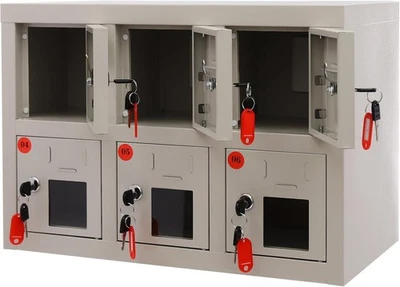 6-Door Mobile Phone Storage Cabinet, Cell Phone Locker with Charging Station - Image 1 of 4