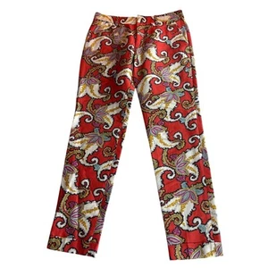 NWOT Sample THAKOON Cropped Summer Pant 4 Pockets Orange Paisley 100% Cotton 2  - Picture 1 of 7