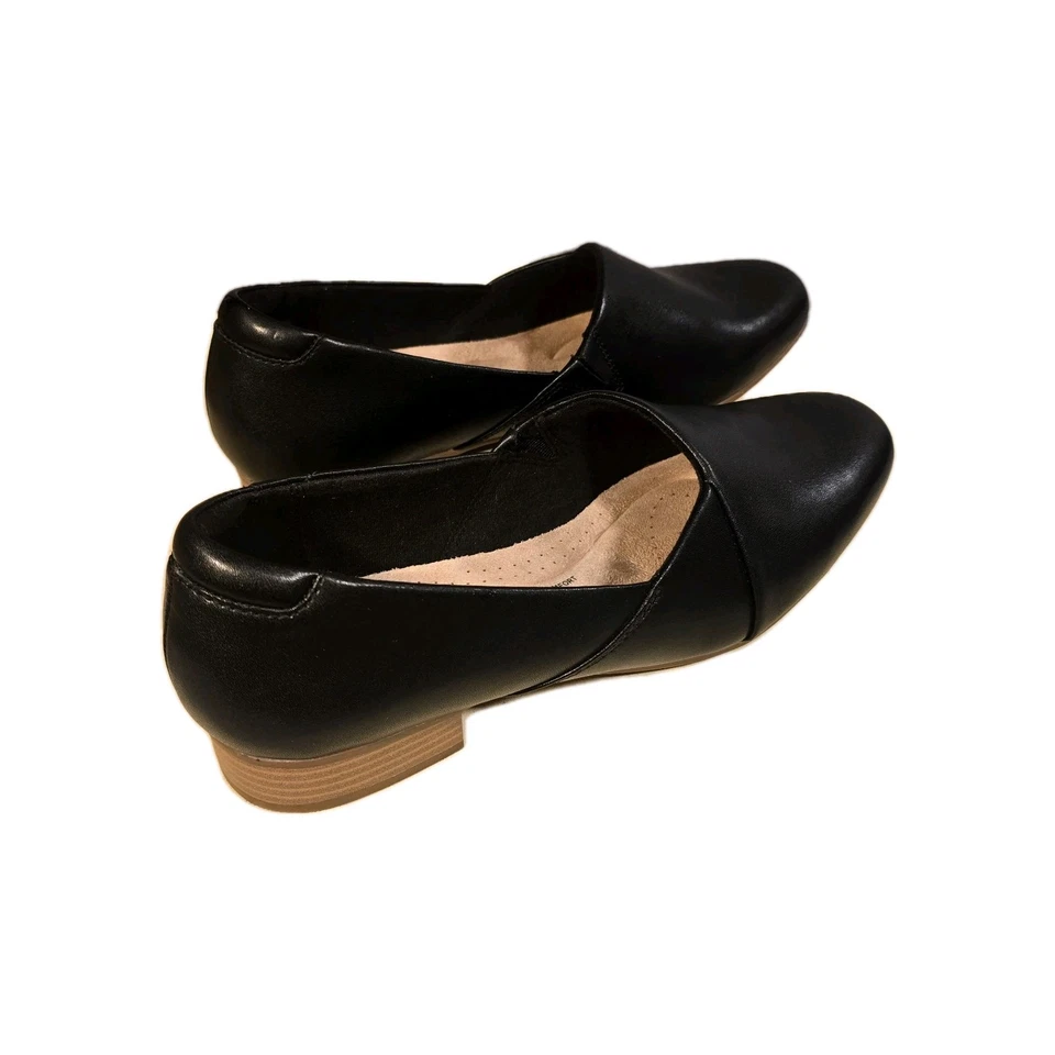 Clarks Womens Juliet Palm Loafer Black Leather 9 Wide US
