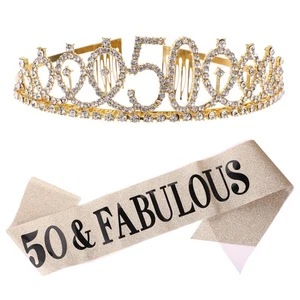 2 Pcs Birthday Crown Set Miss Tiaras for Women Party Etiquette Belt - Picture 1 of 12