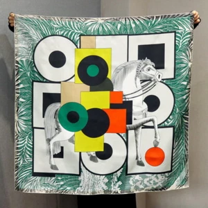 Bufanda de seda 100 % sarga hombre moda geometría caballo chal hiyab bandana 87*87 cm - Imagen 1 de 20