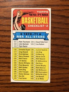 1970-71 Topps #101 NBA Basketball Card Checklist #2  111-175 UNMARKED - Picture 1 of 2