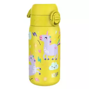 Borraccia per bambini a prova di perdite, acciaio inossidabile, unicorni gialli, 400 ml (13 oz) - Foto 1 di 7