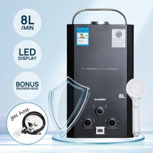 Portable Gas Hot Water Heater System 8Lpm Instant Camping Outdoor Indoor Shower - Picture 1 of 18