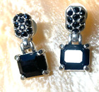 Vintage Swarovski Black Crystals Dangle Drop Earrings. Excellent Condition