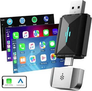 2in1 Apple Carplay Wireless Adapter USB Bluetooth Dongle for iPhone Android Auto - Picture 1 of 7