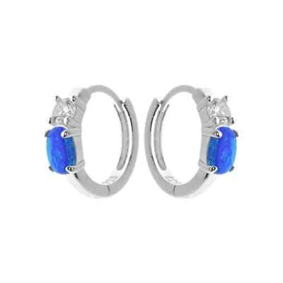 Blu Opale Sleeper Hoop Orecchini Argento Sterling 925 Marchiato Nuovo IN Scatola - Immagine 1 di 3