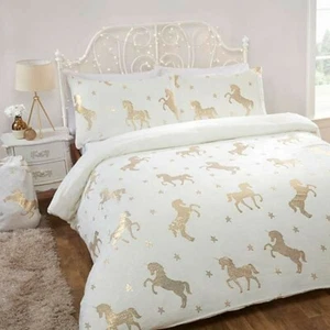 Foil Flannel Fleece Unicorn Duvet Set - Single - Picture 1 of 3
